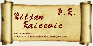 Miljan Raičević vizit kartica